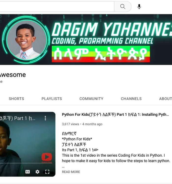 Coding is Awesome – says 11 year old Dagim Yohannes from Ethiopia and gives coding lessons for kids